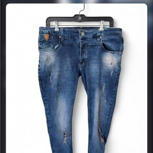 American Indian Men's Distressed Denim Skinny Jeans